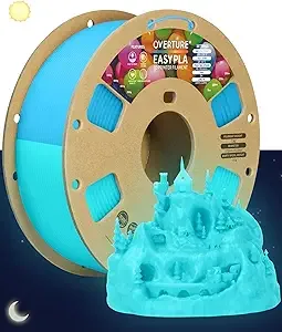 Overture OVERTURE Glow PLA Filament 3D Printer Filament, 1kg Spool (2.2lbs), Dimensional Accuracy +/-, Fit Most FDM Printer (Glow Blue)