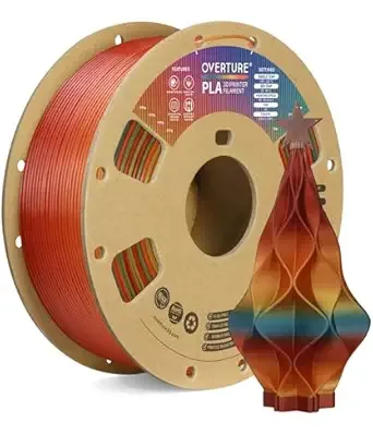 Overture OVERTURE Rainbow PLA Filament, Neatly Wound 3D Printer Filament 1kg Spool (2.2lbs), Dimensional Accuracy +/-, Fit Most FDM 3D Printers (Radiant Rainbow)