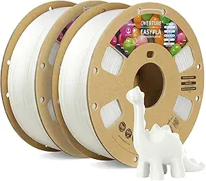 Overture OVERTURE 2KG Bundle Easy PLA 3D Printer Filament, 2 Pack 1kg Spool (2.2lbs), Dimensional Accuracy +/-, Fit Most FDM Printe (Easy White*2)