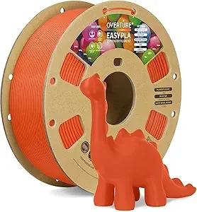 Overture OVERTURE Easy PLA 3D Printer Filament, 1kg PLA Cardboard Spool (2.2lbs), Dimensional Accuracy +/-, Fit Most FDM Printer (Easy Orange)