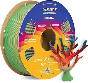 Overture OVERTURE Rock PLA Filament, Marble PLA 3D Printer Filament 1kg Spool (2.2lbs), Dimensional Accuracy +/-, Fit Most FDM Printer (Rock Rainbow)