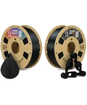 Overture OVERTURE 3D Printer Filament 2kg, PLA Filament and PETG Filament Fit Most FDM 3D Printers, 1kg per Spool, Pack of 2, PLA Black+PETG Black