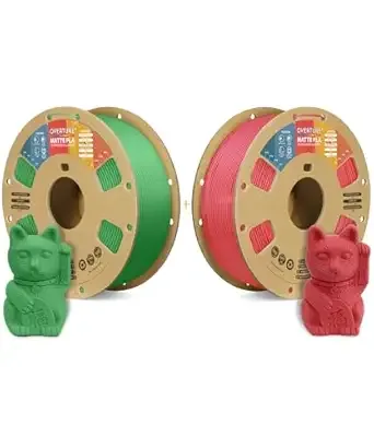Overture OVERTURE 3D Printer Filament 2kg, Matte PLA Filament and Matte PLA Filament Fit Most FDM 3D Printers, 1kg per Spool, Pack of 2,Matte PLA Green+Matte PLA Red