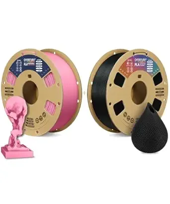 Overture OVERTURE 3D Printer Filament 2kg, PLA Plus Filament and PLA Filament Fit Most FDM 3D Printers, 1kg per Spool, Pack of 2, PLA Plus Pink+PLA Black