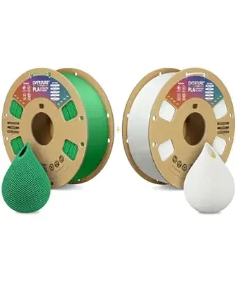 Overture OVERTURE 3D Printer Filament 2kg, PLA Filament Fit Most FDM 3D Printers, 1kg per Spool, Pack of 2, PLA Green+PLA White