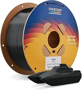 Overture OVERTURE PETG Filament Bundle 2kg, High Speed 3D Printer Filament, Neatly Wound & Clog-Free, 1 Pack 2kg(4.4lbs), Accuracy +/-, Fit Most FDM Printers (Black 1 Pack)