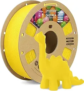 Overture OVERTURE Easy PLA 3D Printer Filament, 1kg PLA Cardboard Spool (2.2lbs), Dimensional Accuracy +/-, Fit Most FDM Printer (Easy Yellow)