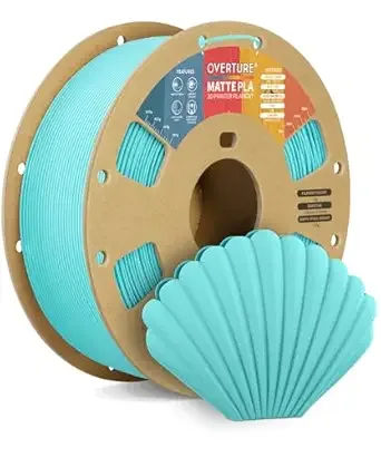 Overture OVERTURE Matte PLA 3D Printer Filament, Matt Surface & Low Warping Filament 1kg Spool (2.2 lbs), Accuracy +/-, Fit Most FDM Printers (Matte Turquoise)