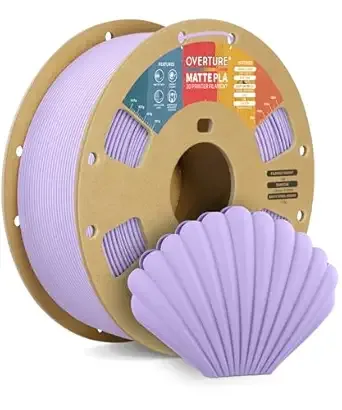 Overture OVERTURE Matte PLA 3D Printer Filament, Matt Surface & Low Warping Filament 1kg Spool (2.2 lbs), Accuracy +/-, Fit Most FDM Printers (Matte Lilac)