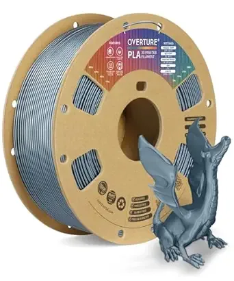 Overture OVERTURE PLA Filament, Neatly Wound 3D Printer Filament 1kg Spool (2.2lbs), Dimensional Accuracy +/-, Fit Most FDM 3D Printers (Metallic Grey)