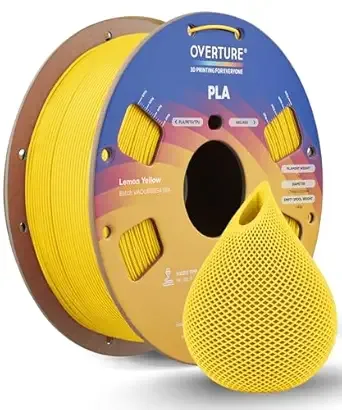 Overture OVERTURE High Speed PLA Filament, Neatly Wound 3D Printer Filament 1kg Spool (2.2lbs) Rapid PLA, Dimensional Accuracy +/-, Fit Most FDM 3D Printers (Lemon Yellow)