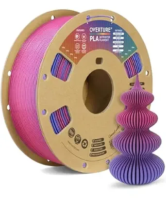 Overture OVERTURE Rainbow PLA Filament, Neatly Wound 3D Printer Filament 1kg Spool (2.2lbs), Dimensional Accuracy +/-, Fit Most FDM 3D Printers (Aurora Berry)