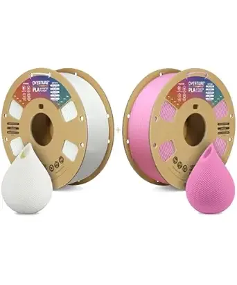 Overture OVERTURE 3D Printer Filament 2kg, PLA Filament Fit Most FDM 3D Printers, 1kg per Spool, Pack of 2, PLA White+PLA Pink