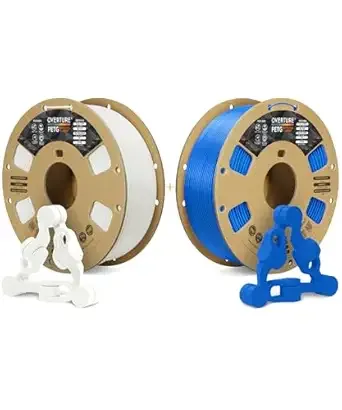Overture OVERTURE 2kg PETG Filament, 70.544 Ounce, Pack of 2, White & Digital Blue