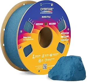 Overture OVERTURE Rock PLA Filament, Marble PLA 3D Printer Filament 1kg Spool (2.2lbs), Dimensional Accuracy +/-, Fit Most FDM Printer (Slate Gray)