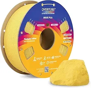 Overture OVERTURE Rock PLA Filament, Marble PLA 3D Printer Filament 1kg Spool (2.2lbs), Dimensional Accuracy +/-, Fit Most FDM Printer (Marigold Yellow)