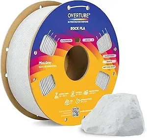 Overture OVERTURE Rock PLA Filament, Marble PLA 3D Printer Filament 1kg Spool (2.2lbs), Dimensional Accuracy +/-, Fit Most FDM Printer (Mist Gray)