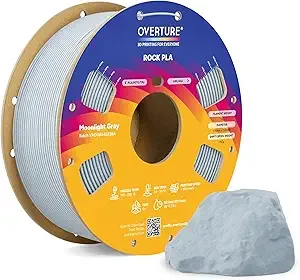 Overture OVERTURE Rock PLA Filament, Marble PLA 3D Printer Filament 1kg Spool (2.2lbs), Dimensional Accuracy +/-, Fit Most FDM Printer (Moonlight Gray)