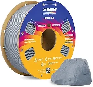 Overture OVERTURE Rock PLA Filament, Marble PLA 3D Printer Filament 1kg Spool (2.2lbs), Dimensional Accuracy +/-, Fit Most FDM Printer (Muted Gray)