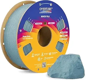 Overture OVERTURE Rock PLA Filament, Marble PLA 3D Printer Filament 1kg Spool (2.2lbs), Dimensional Accuracy +/-, Fit Most FDM Printer (Haze Gray)