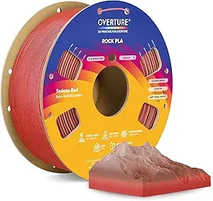 Overture OVERTURE Rock PLA Filament, Marble PLA 3D Printer Filament 1kg Spool (2.2lbs), Dimensional Accuracy +/-, Fit Most FDM Printer (Sedona Red)