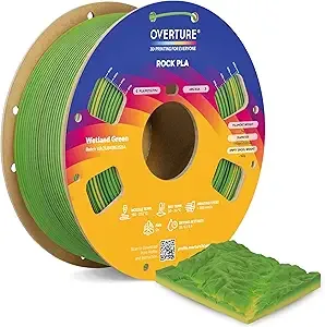 Overture OVERTURE Rock PLA Filament, Marble PLA 3D Printer Filament 1kg Spool (2.2lbs), Dimensional Accuracy +/-, Fit Most FDM Printer (Wetland Green)