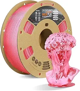 Overture OVERTURE Silk PLA Rainbow Filament, Bi-Color Shiny PLA Finish, Smooth & Glossy, 1kg Spool (2.2lbs), Ideal for Cosplay Jewelry & Home Decor (Silk Punch Pink)