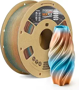 Overture OVERTURE Silk PLA Rainbow Filament, Bi-Color Shiny PLA Finish, Smooth & Glossy, 1kg Spool (2.2lbs), Ideal for Cosplay Jewelry & Home Decor (Silk Copper Shore)