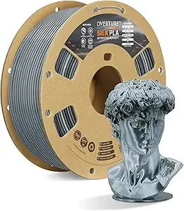 Overture OVERTURE Silk PLA Rainbow Filament, Bi-Color Shiny PLA Finish, Smooth & Glossy, 1kg Spool (2.2lbs), Ideal for Cosplay Jewelry & Home Decor (Silk Chrome Gray)