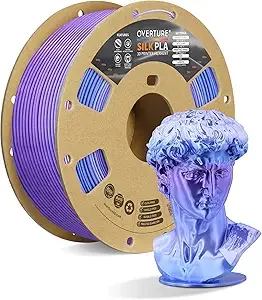 Overture OVERTURE Silk PLA Rainbow Filament, Bi-Color Shiny PLA Finish, Smooth & Glossy, 1kg Spool (2.2lbs), Ideal for Cosplay Jewelry & Home Decor (Silk Periwinkle)