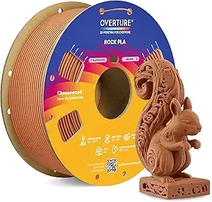 Overture OVERTURE Rock PLA Filament, Wood PLA 3D Printer Filament 1kg Spool (2.2lbs), Dimensional Accuracy +/-, Fit Most FDM Printer (Cheesewood)