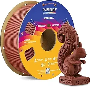 Overture OVERTURE Rock PLA Filament, Wood PLA 3D Printer Filament 1kg Spool (2.2lbs), Dimensional Accuracy +/-, Fit Most FDM Printer (Jarrah)