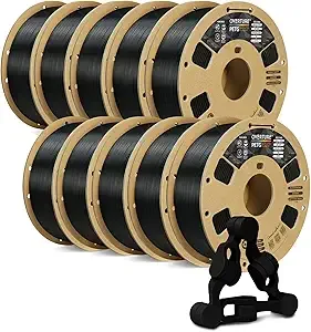 Overture OVERTURE PETG Filament Bundle 10kg, High Speed 3D Printer Filament, Neatly Wound & Clog-Free, 10 Pack 1kg(2.2lbs), Accuracy +/-, Fit Most FDM Printers (Black 10 Pack)