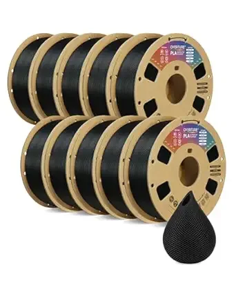 Overture OVERTURE 10KG Bundle High Speed PLA Filament, Neatly Wound 3D Printer Filament 10 Pack 1kg Spool (2.2lbs) Rapid PLA, Fit Most FDM 3D Printers (Black 10-Pack)