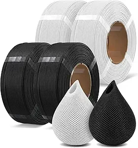 Overture OVERTURE 4 Pack 1kg High Speed Refill PLA Filament, Black*2+White*2
