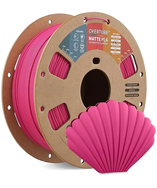 Overture OVERTURE Matte PLA 3D Printer Filament, Matt Surface & Low Warping Filament 1kg Spool (2.2 lbs), Accuracy +/-, Fit Most FDM Printers (Matte Magenta)