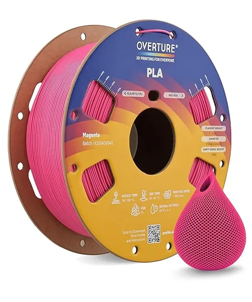 Overture OVERTURE High Speed PLA Filament, Neatly Wound 3D Printer Filament 1kg Spool (2.2lbs) Rapid PLA, Dimensional Accuracy +/-, Fit Most FDM 3D Printers (Magenta)