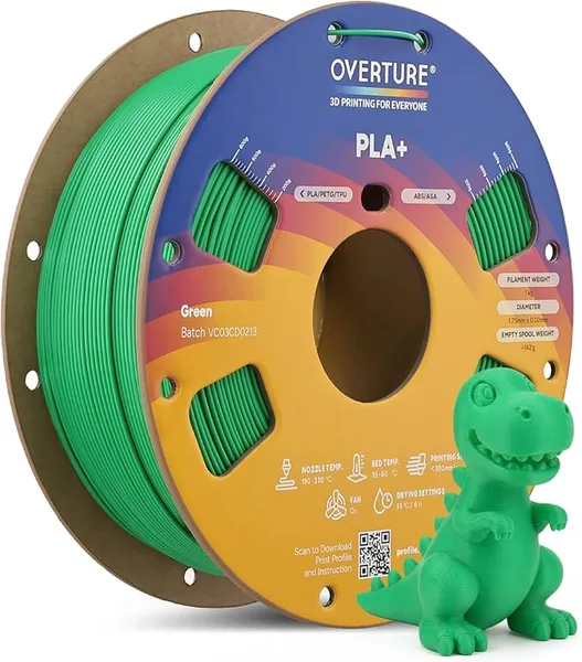 Overture OVERTURE High Speed PLA+ 3D Printer Filament, Upgraded Rapid PLA 2.0 with Enhanced Toughness & Stability, 1kg Spool (2.2lbs) Fit Most FDM 3D Printers (Green)