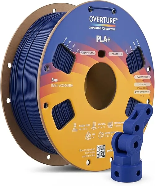 Overture OVERTURE High Speed PLA+ 3D Printer Filament, Upgraded Rapid PLA 2.0 with Enhanced Toughness & Stability, 1kg Spool (2.2lbs) Fit Most FDM 3D Printers (Blue)