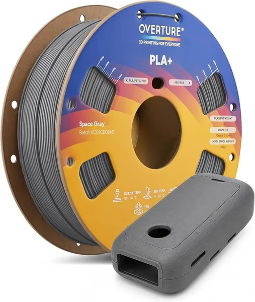 Overture OVERTURE High Speed PLA+ 3D Printer Filament, Upgraded Rapid PLA 2.0 with Enhanced Toughness & Stability, 1kg Spool (2.2lbs) Fit Most FDM 3D Printers (Space Gray)