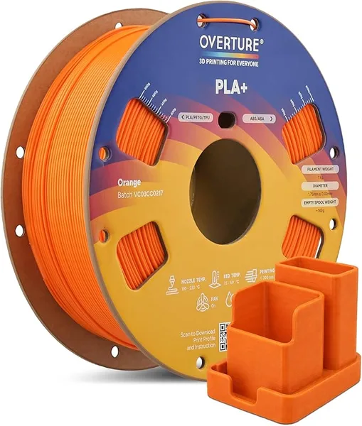 Overture OVERTURE High Speed PLA+ 3D Printer Filament, Upgraded Rapid PLA 2.0 with Enhanced Toughness & Stability, 1kg Spool (2.2lbs) Fit Most FDM 3D Printers (Orange)