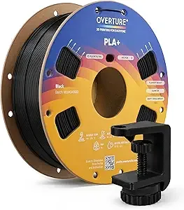 Overture OVERTURE High Speed PLA+ 3D Printer Filament, Upgraded Rapid PLA 2.0 with Enhanced Toughness & Stability, 1kg Spool (2.2lbs) Fit Most FDM 3D Printers (Black)