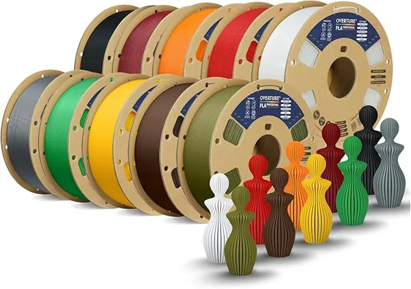 Overture OVERTURE 10KG Bundle PLA Plus (PLA+) Filament, Stronger & More Durable, Professional Toughness 3D Printer Filament 10kg (2.2lbs) 10 Pack, High Precision +/- (10 Color)