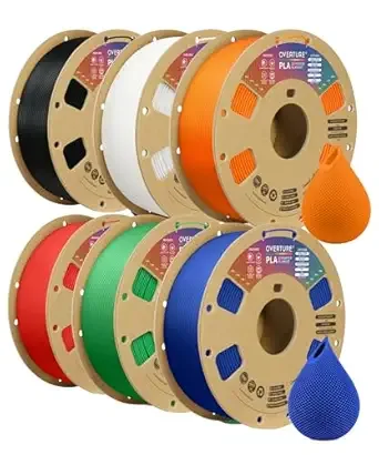 Overture OVERTURE 6KG Bundle High Speed PLA Filament, Neatly Wound 3D Printer Filament 6 Pack 1kg Spool (2.2lbs) Rapid PLA, Fit Most FDM 3D Printers (6 Color P1)