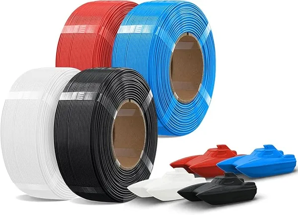 Overture OVERTURE 4KG Bundle Refill PETG 3D Printer Filament, 4 Pack 1kg(2.2lbs), Refilament for Bambu Lab Reusable Spool, Accuracy +/-(Black+White+Red+Digital Blue)