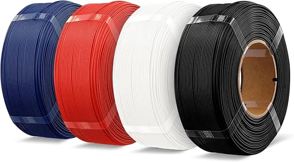 Overture OVERTURE 4KG Bundle High Speed Refill PLA+ 3D Printer Filament, Upgraded Rapid PLA 2.0 with Enhanced Toughness & Stability, 4 Pack 1kg (2.2lb) Refilament for Bambu Lab (Black+White+Red+Blue)
