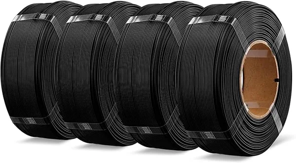 Overture OVERTURE 4KG Bundle High Speed Refill PLA+ 3D Printer Filament, Upgraded Rapid PLA 2.0 with Enhanced Toughness & Stability, 4 Pack 1kg (2.2lb) Refilament for Bambu Lab (Black*4)