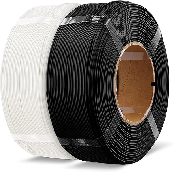 Overture OVERTURE 2KG Bundle High Speed Refill PLA+ 3D Printer Filament, Upgraded Rapid PLA 2.0 with Enhanced Toughness & Stability, 2 Pack 1kg (2.2lb) Refilament for Bambu Lab (Black+White)