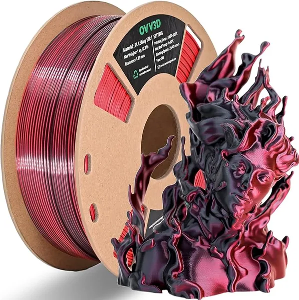 OVV3D (2 Items) Matte & Silk Black Red Dual-Colors PLA Filament, 3D Printer Filament, 1kg+1kg