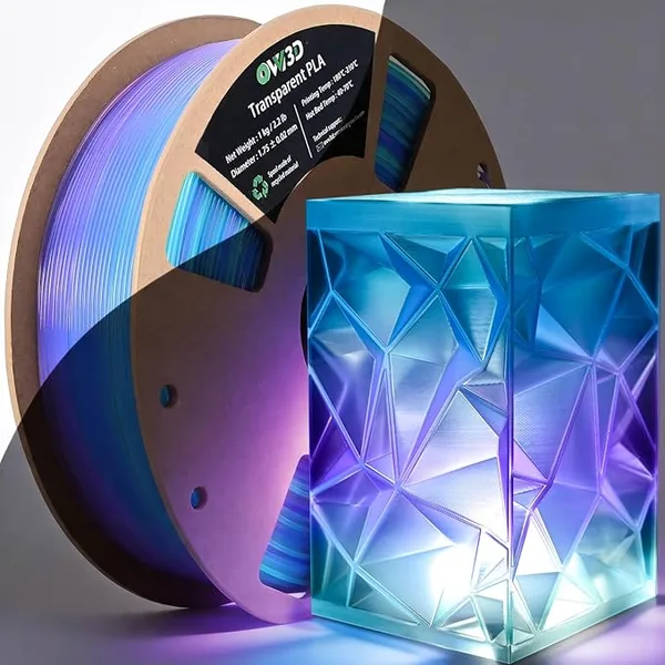 OVV3D OVV3D Transparent PLA Filament, Multicolor Translucent 3D Printer Filament, Clear PLA Blue Green Purple Gradient Color Change, Spool 1KG, +/-, Fit Most FDM 3D Printers